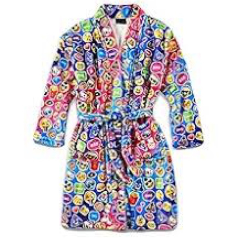 TOP TRENDZ Colorful Emoji Kids Fleece Robe